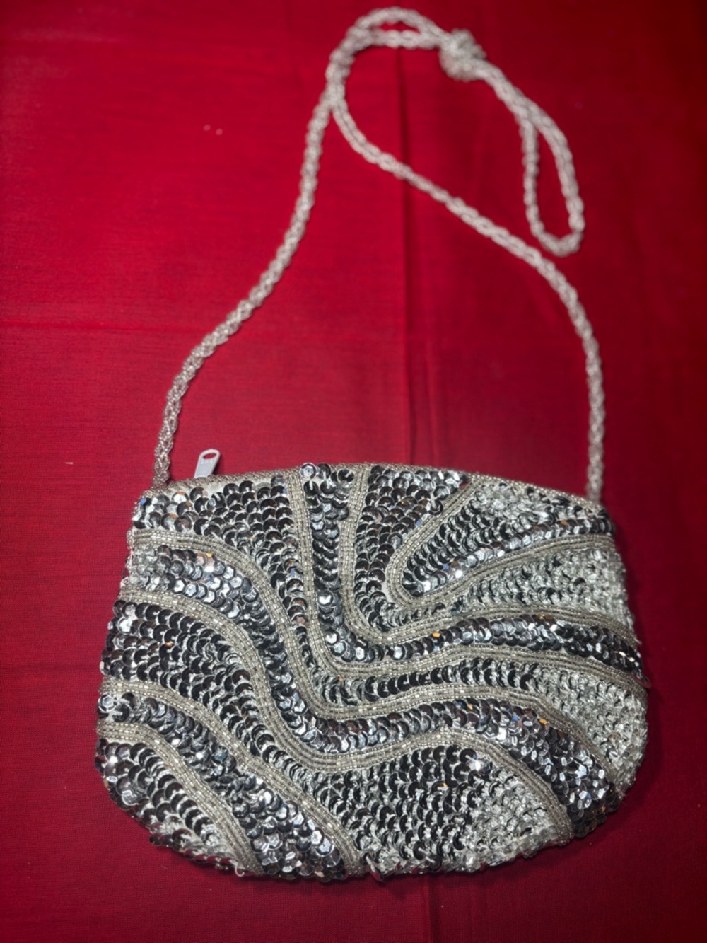 Andre Cellini Silver Sequin Evening Beaded Shoulder Bag EPC